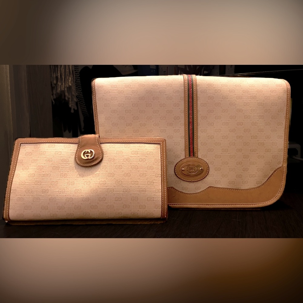 Gucci GG Micro Monogram Shoulder/Crossbody Bag with Matching Clutch Wallet